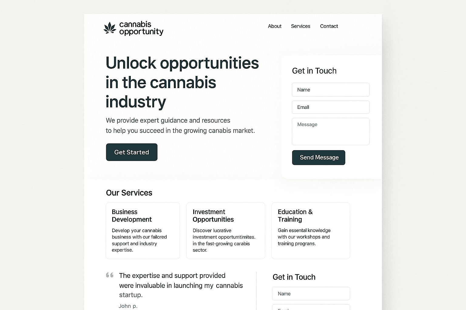cannabis-opportunity.com website mockup
